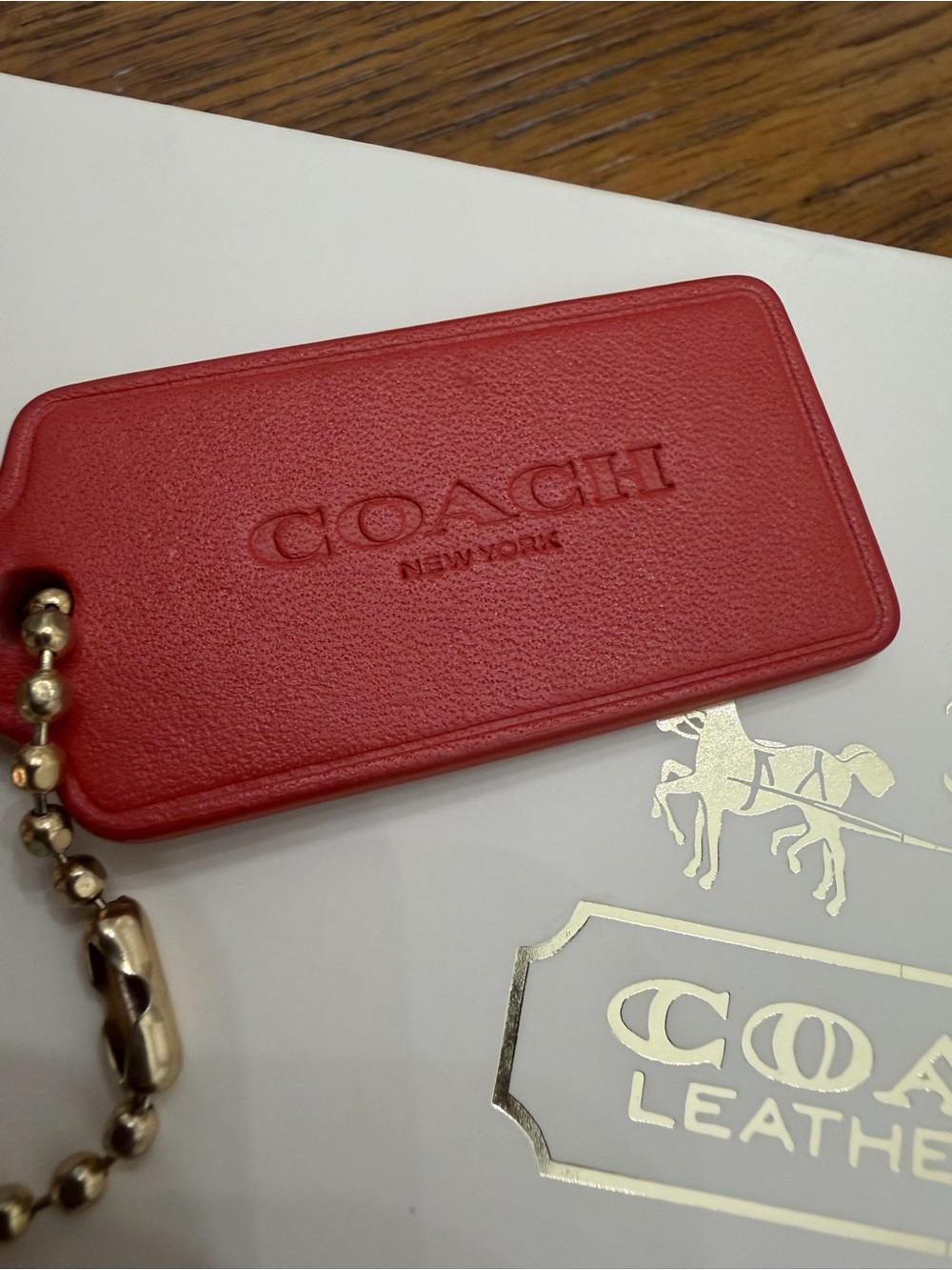 RARE COLLECTIBLE COACH Glitter Unicorn Red Leather Hang Tag Charm
